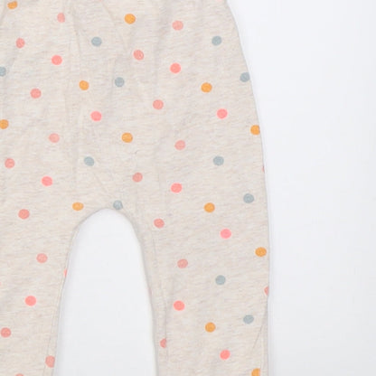 Mothercare Girls Beige Polka Dot Cotton Capri Trousers Size 6-9 Months  Pullover