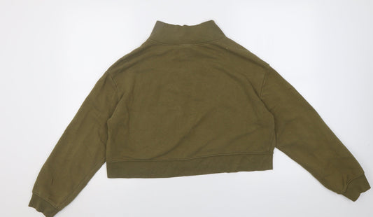 H&M Womens Green High Neck  Cotton Pullover Jumper Size M