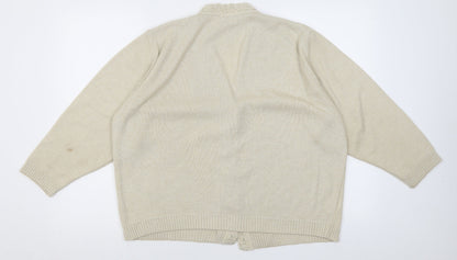 Lio Womens Beige V-Neck  Acrylic Cardigan Jumper Size M