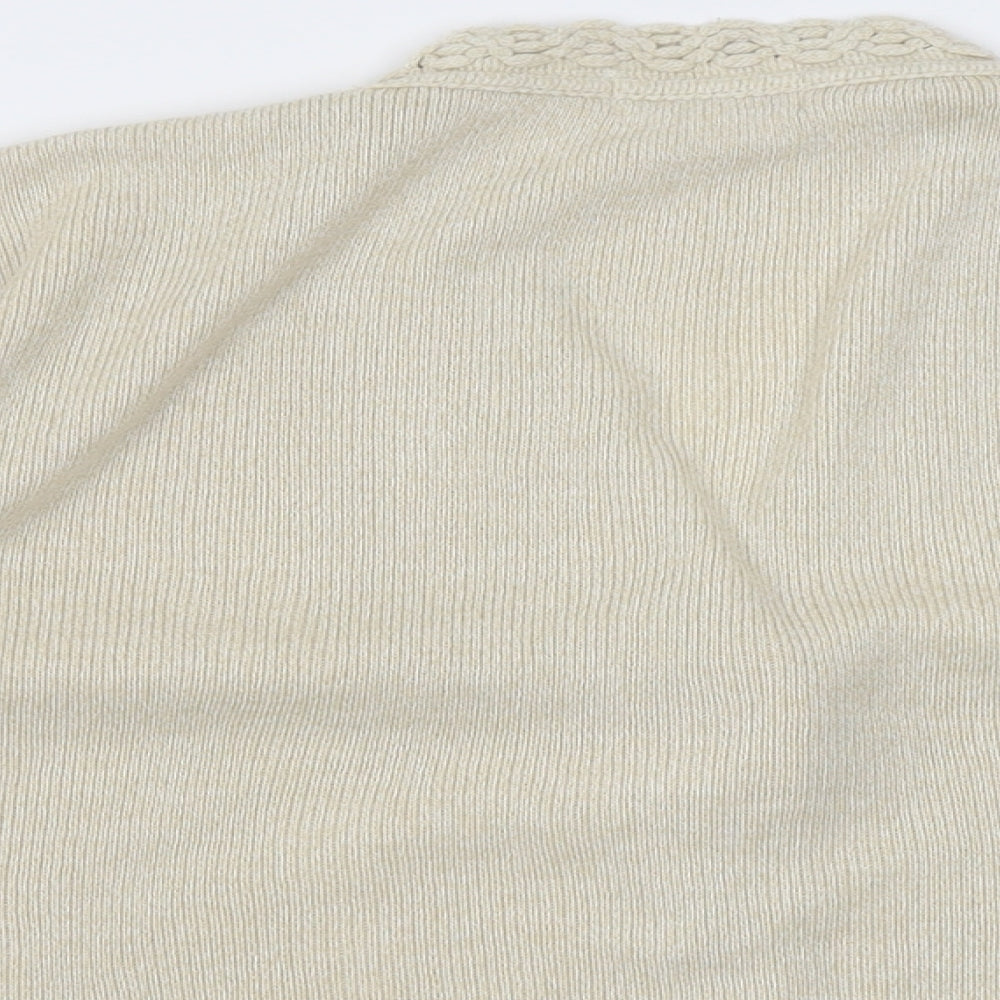 Lio Womens Beige V-Neck  Acrylic Cardigan Jumper Size M