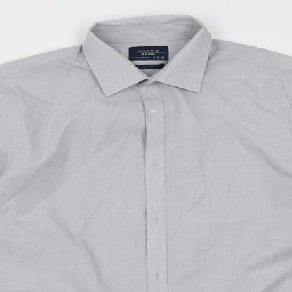 F&F Mens Grey  Polyacrylate Fibre  Button-Up Size 16 Collared Button