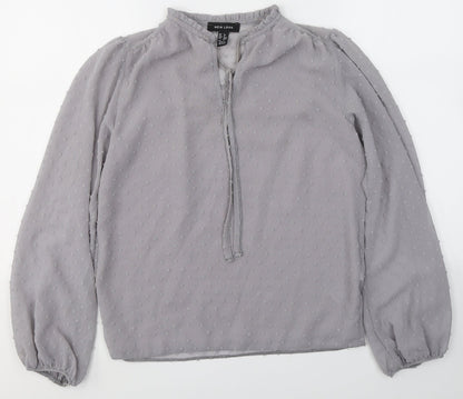 Womens UK Size 6 New Look Grey Basic Blouse