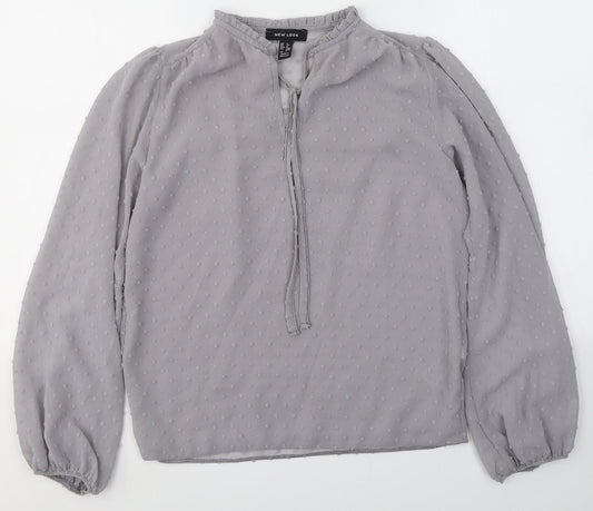 Womens UK Size 6 New Look Grey Basic Blouse