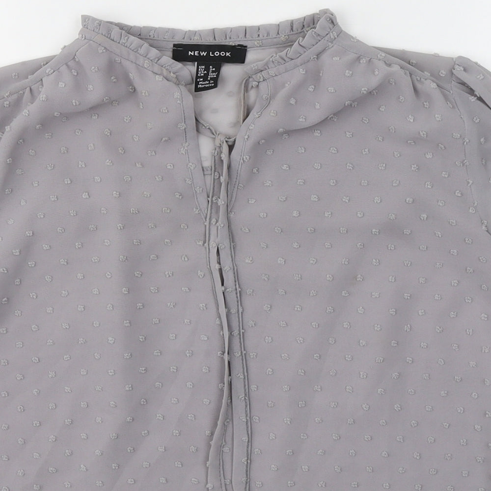 Womens UK Size 6 New Look Grey Basic Blouse