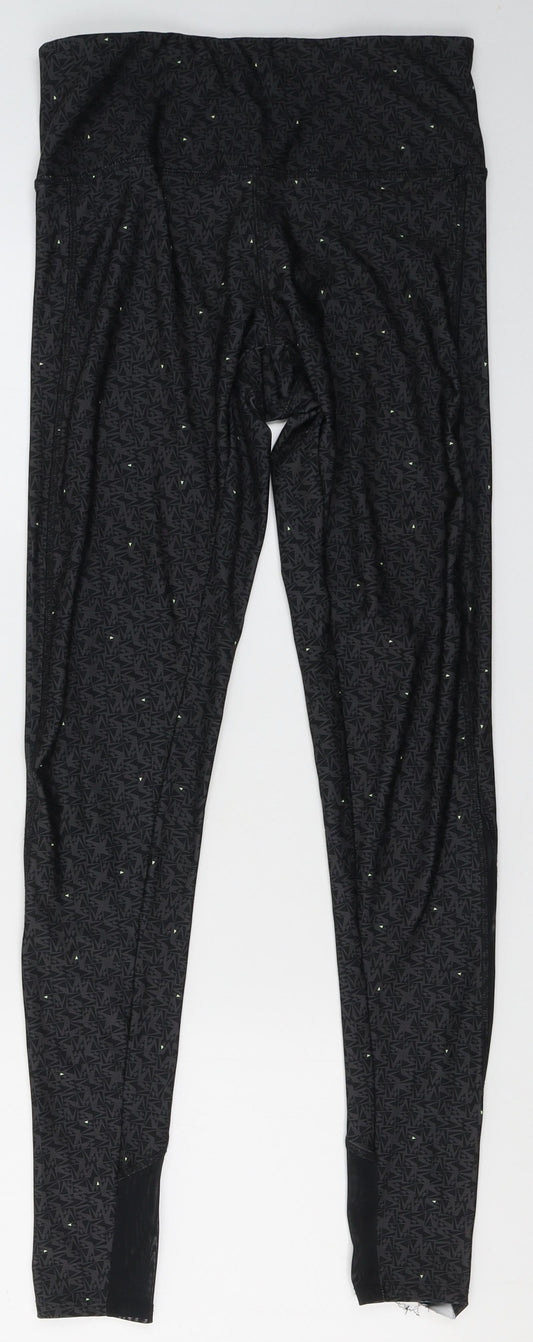 NEXT Womens Black Geometric Polyester Compression Leggings Size 6 L29 in Regular