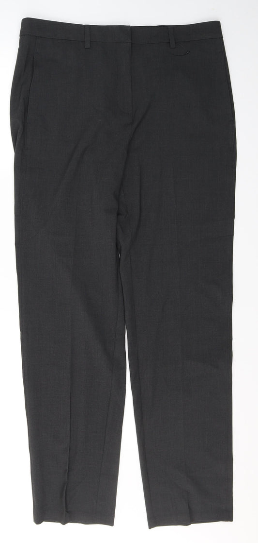 Marks and Spencer Womens Grey  Polyester Trousers  Size 14 L32 in Regular