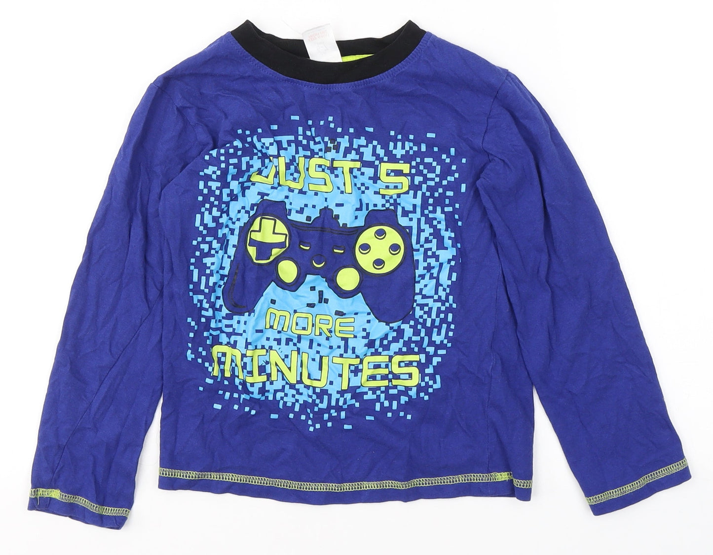 The Essentials Boys Blue  Cotton  Pyjama Top Size 6-7 Years   - Gamer