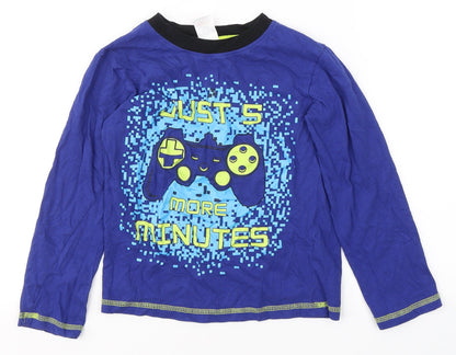 The Essentials Boys Blue  Cotton  Pyjama Top Size 6-7 Years   - Gamer