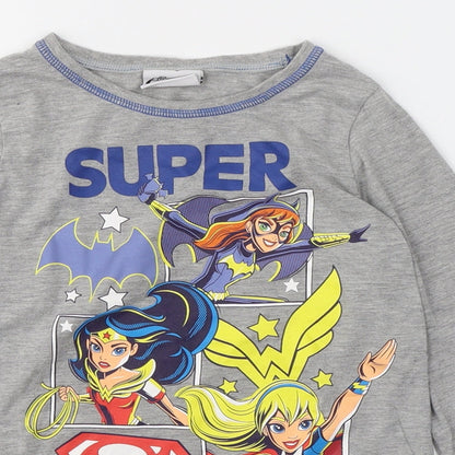 Superhero girls Girls Grey  Polyester Basic Button-Up Size 9-10 Years Round Neck  - Super Girls