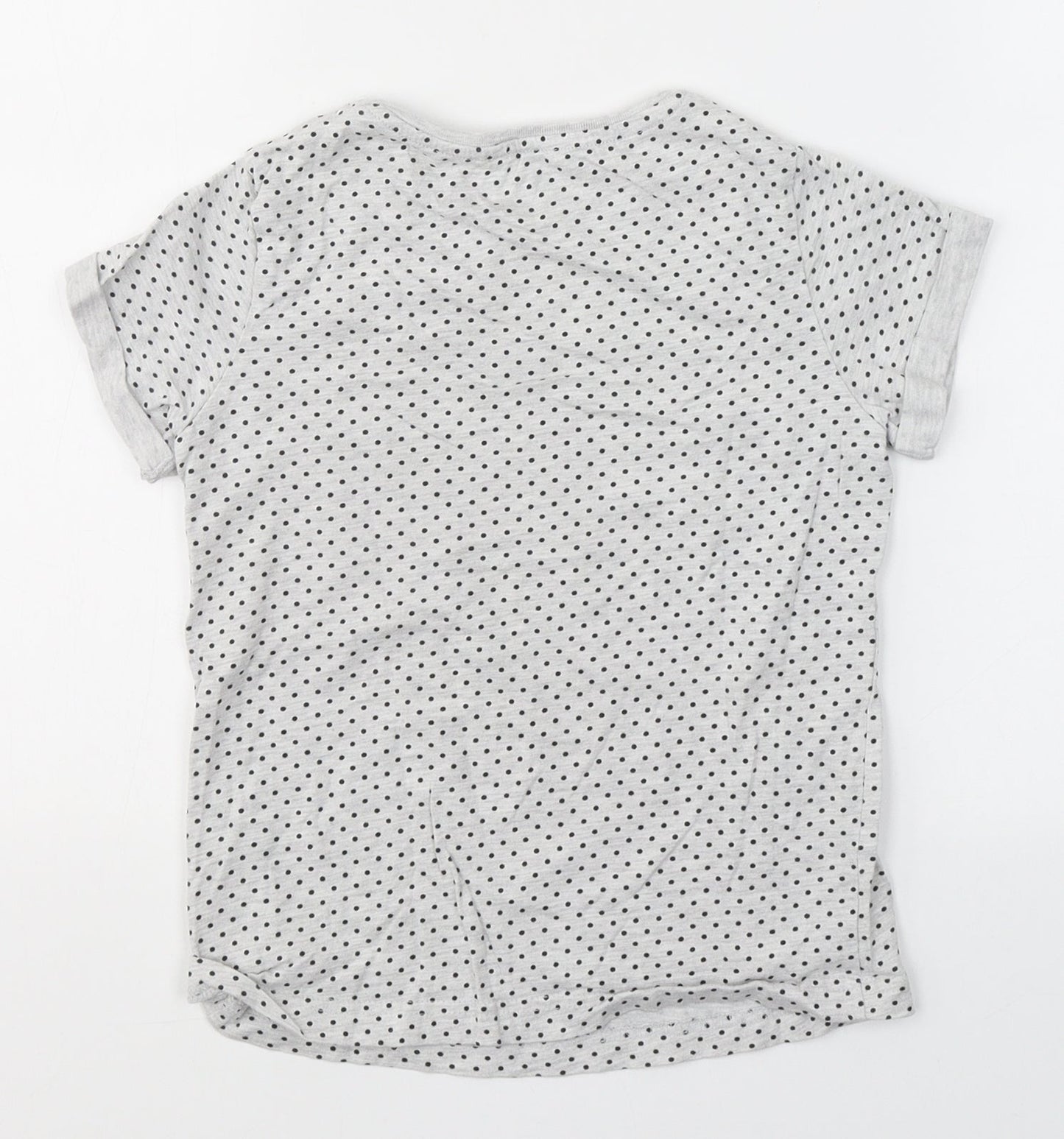 YD Girls Grey Spotted Cotton Basic T-Shirt Size 8-9 Years Round Neck  - Today I will shine