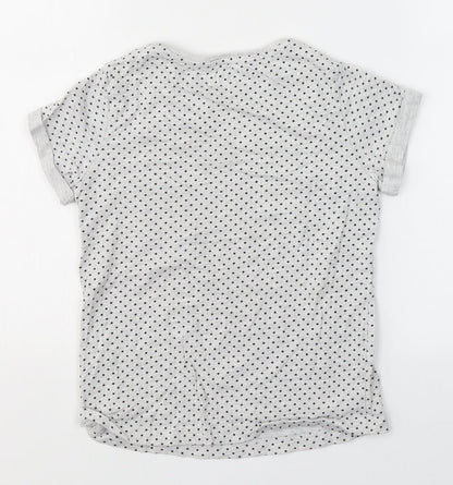 YD Girls Grey Spotted Cotton Basic T-Shirt Size 8-9 Years Round Neck  - Today I will shine