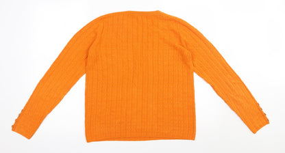TU Womens Orange Round Neck  Acrylic Pullover Jumper Size 8