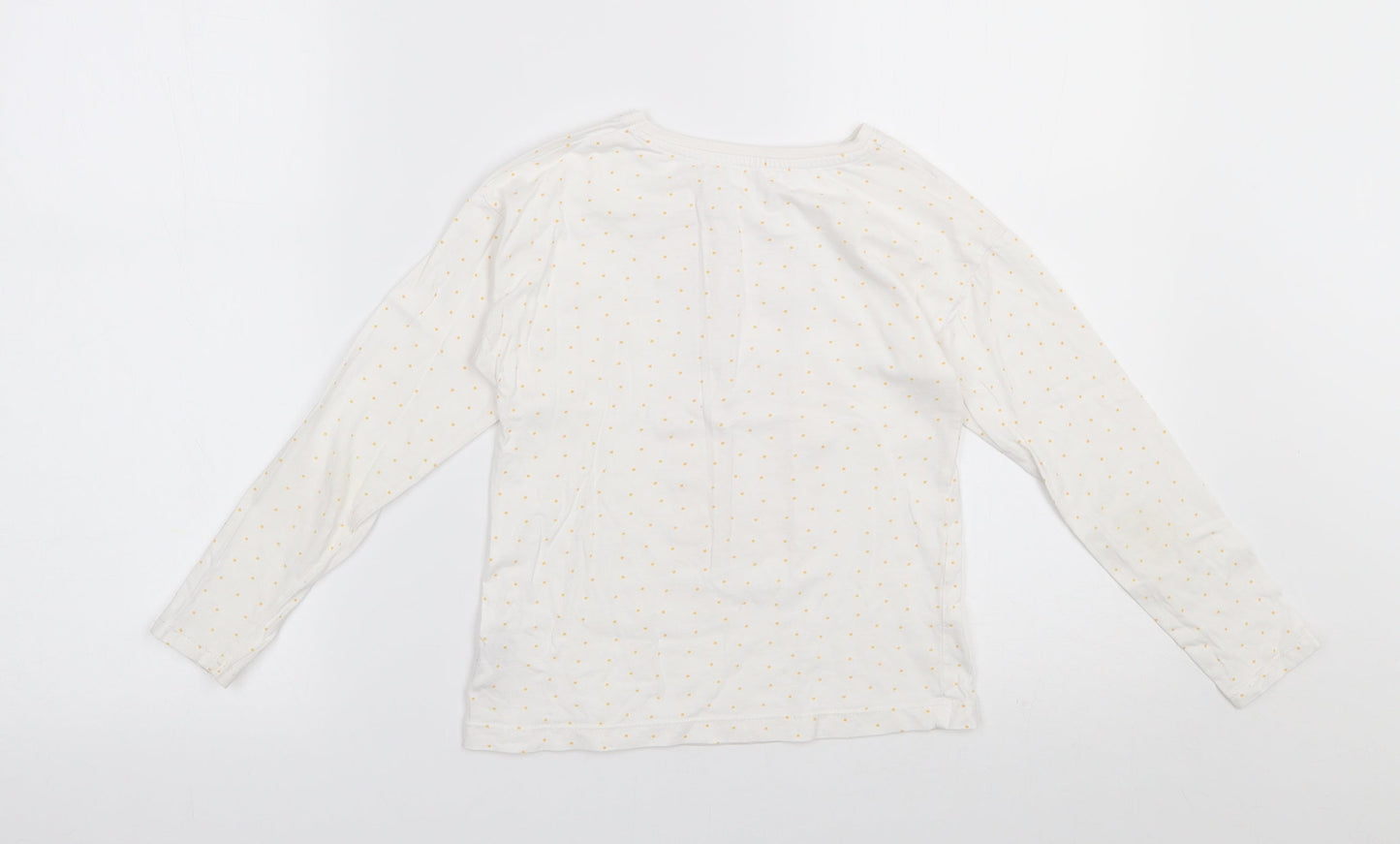 Dunnes Stores Girls White Polka Dot 100% Cotton Basic T-Shirt Size 7 Years Round Neck Pullover