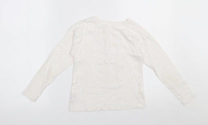 Dunnes Stores Girls White Polka Dot 100% Cotton Basic T-Shirt Size 7 Years Round Neck Pullover