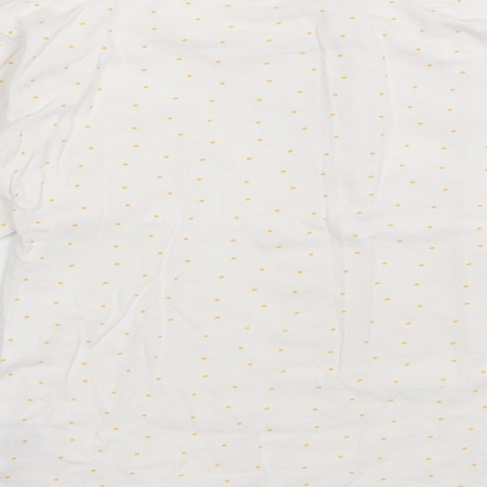 Dunnes Stores Girls White Polka Dot 100% Cotton Basic T-Shirt Size 7 Years Round Neck Pullover