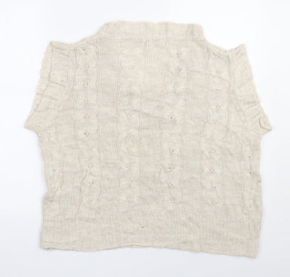 Vanessa Alexandra Womens Beige V-Neck  Acrylic Vest Jumper Size S