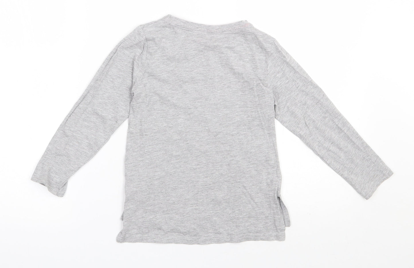 Matalan  Girls Grey  Cotton Basic T-Shirt Size 6 Years Round Neck Pullover - Girl club