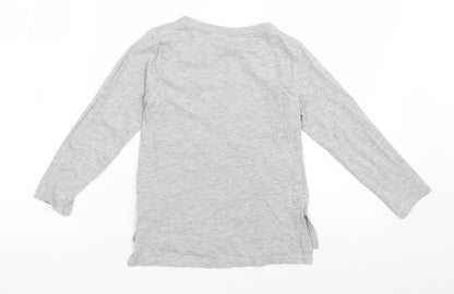 Matalan  Girls Grey  Cotton Basic T-Shirt Size 6 Years Round Neck Pullover - Girl club