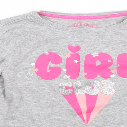Matalan  Girls Grey  Cotton Basic T-Shirt Size 6 Years Round Neck Pullover - Girl club