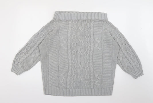 Be you Womens Grey Scoop Neck  Acrylic Pullover Jumper Size 12