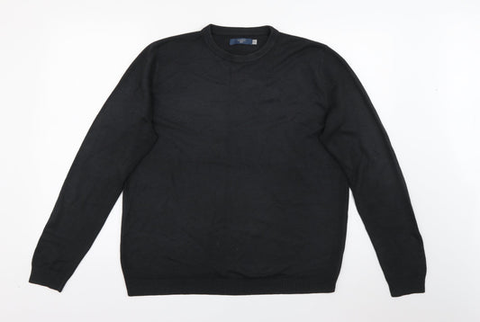 BHS Mens Black Crew Neck  Acrylic Pullover Jumper Size M
