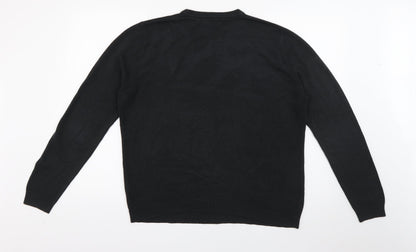 BHS Mens Black Crew Neck  Acrylic Pullover Jumper Size M