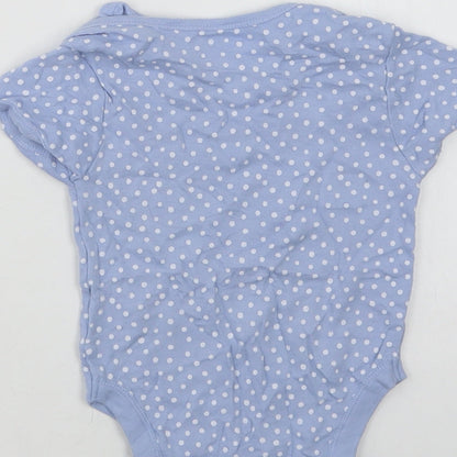 Primark Baby Blue Polka Dot Cotton Romper One-Piece Size 12-18 Months  Snap