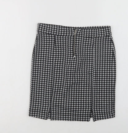 George Girls Black Houndstooth Polyester Straight & Pencil Skirt Size 11-12 Years  Regular Zip