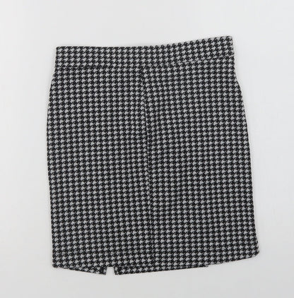 George Girls Black Houndstooth Polyester Straight & Pencil Skirt Size 11-12 Years  Regular Zip