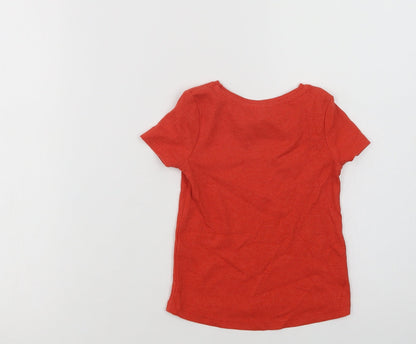 TU Girls Red  Cotton Basic T-Shirt Size 2-3 Years Crew Neck  - Flower