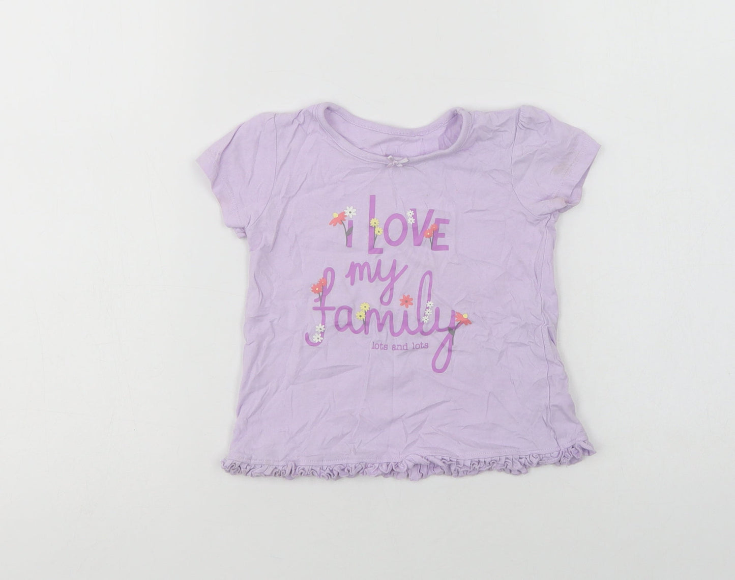 George Baby Purple  Cotton Basic T-Shirt Size 12-18 Months Crew Neck  - Love My Family