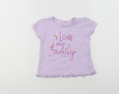 George Baby Purple  Cotton Basic T-Shirt Size 12-18 Months Crew Neck  - Love My Family