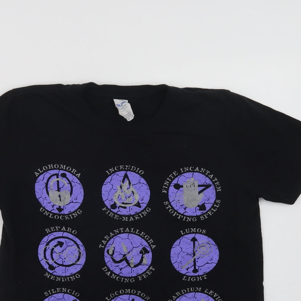 Womens UK Size S Gildan Black Basic T-Shirt