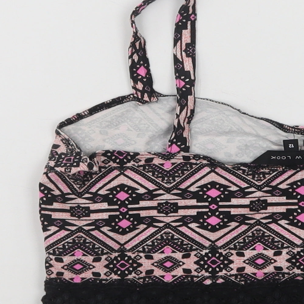 Womens UK Size 12 New Look Pink Cropped Tank