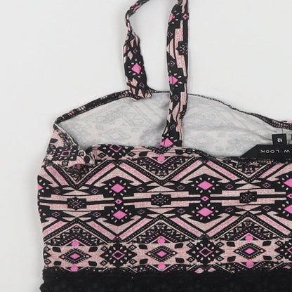 Womens UK Size 12 New Look Pink Cropped Tank