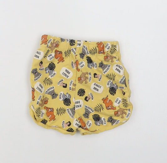 Primark Baby Yellow Geometric Cotton Cropped Trousers Size 12-18 Months Drawstring - Jungle Book