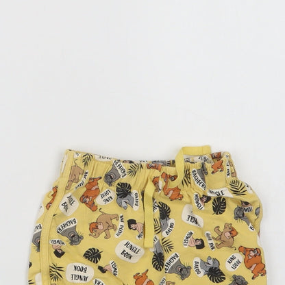 Primark Baby Yellow Geometric Cotton Cropped Trousers Size 12-18 Months  Drawstring - Jungle Book