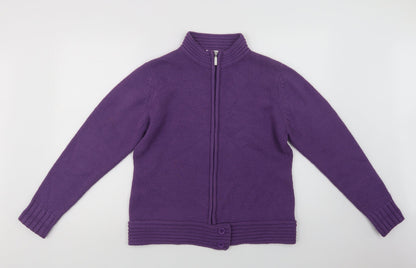 Womens UK Size M EWM Purple Full Zip Jumper