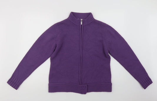 Womens UK Size M EWM Purple Full Zip Jumper