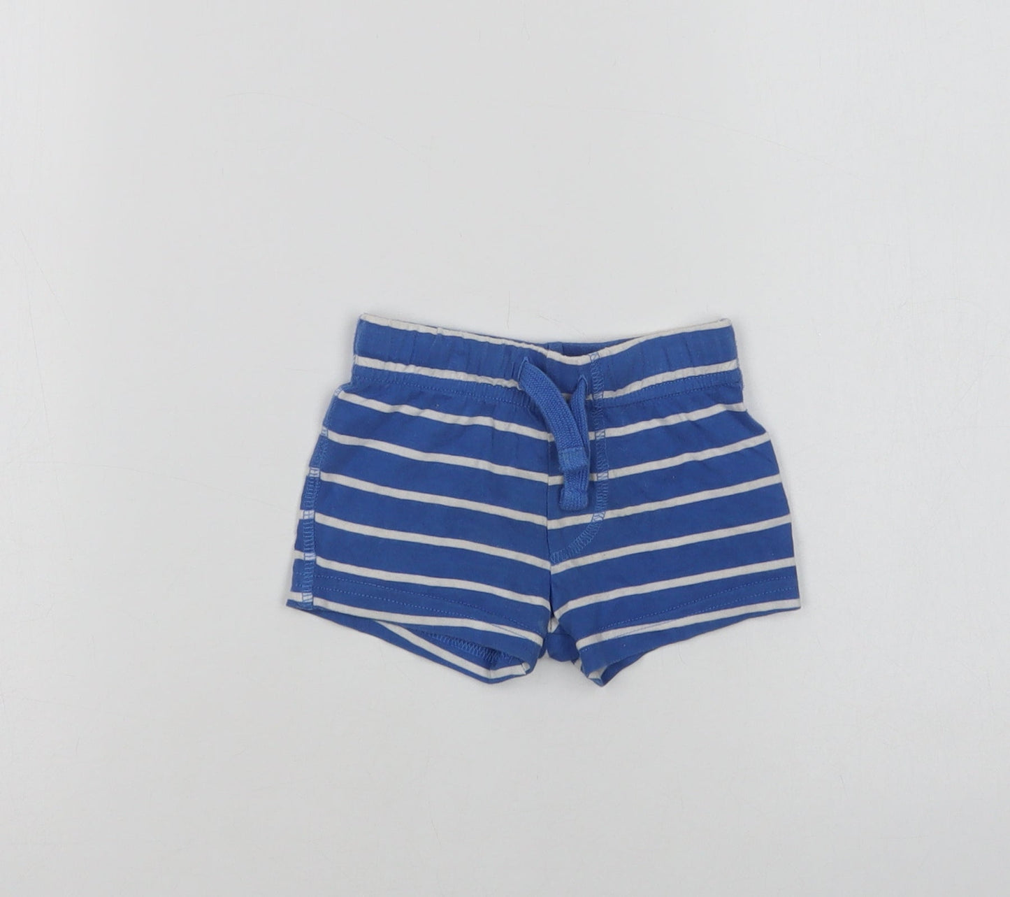 F&F Baby Blue Striped Cotton Cropped Leggings Size 0-3 Months  Drawstring