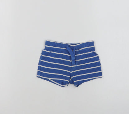 F&F Baby Blue Striped Cotton Cropped Leggings Size 0-3 Months  Drawstring