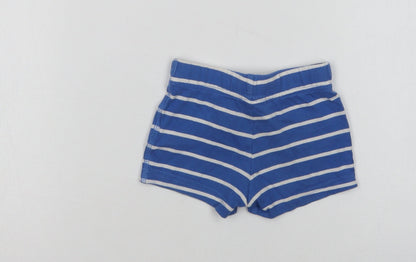 F&F Baby Blue Striped Cotton Cropped Leggings Size 0-3 Months  Drawstring