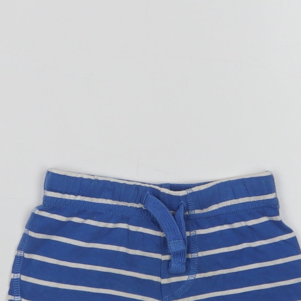 F&F Baby Blue Striped Cotton Cropped Leggings Size 0-3 Months  Drawstring