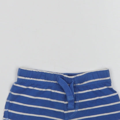 F&F Baby Blue Striped Cotton Cropped Leggings Size 0-3 Months  Drawstring