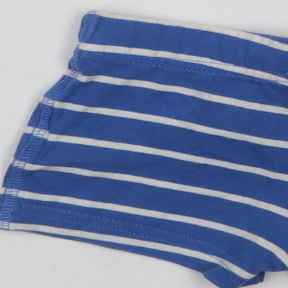 F&F Baby Blue Striped Cotton Cropped Leggings Size 0-3 Months  Drawstring