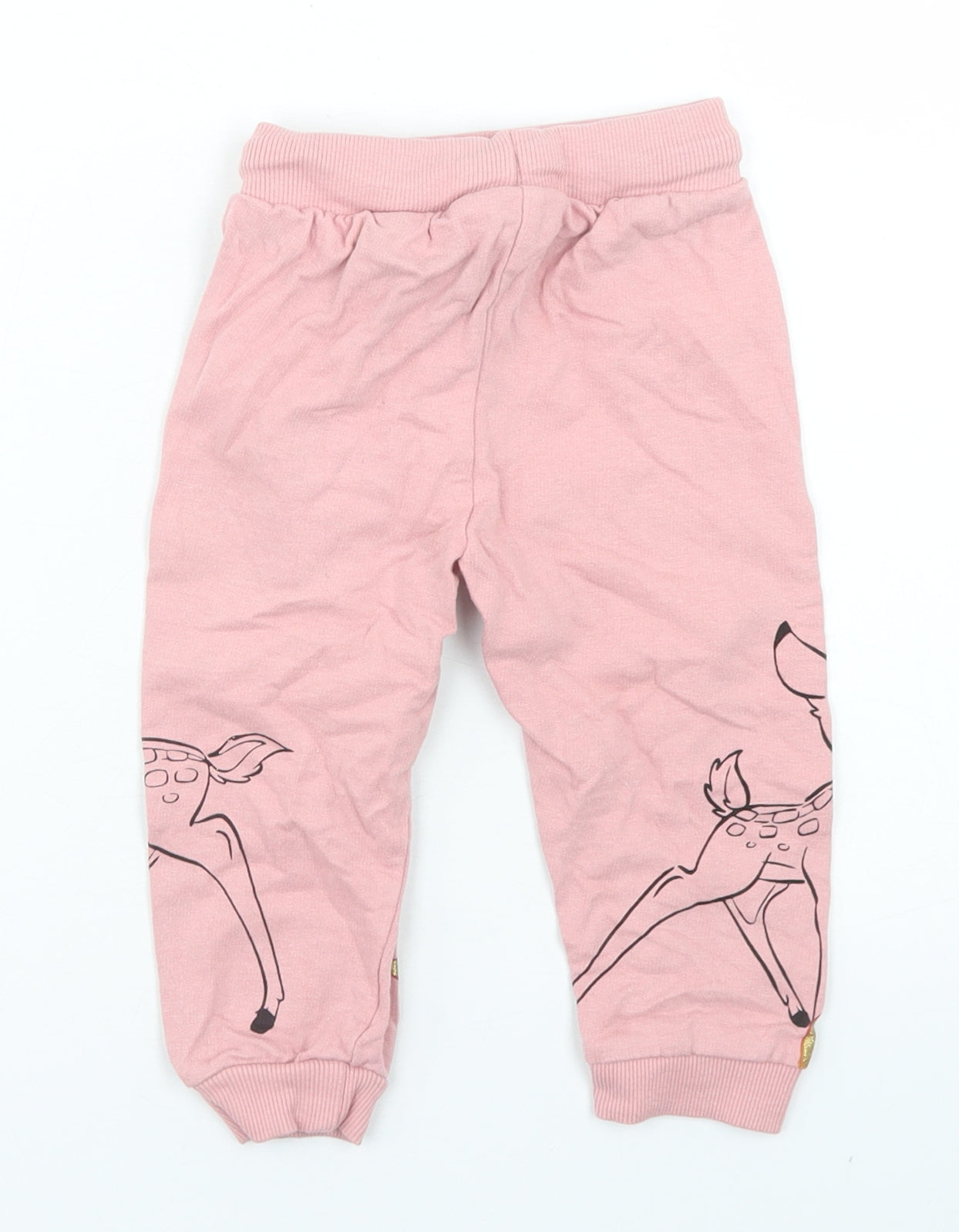 Disney Baby Girls Pink  Cotton Jogger Trousers Size 18 Months  Drawstring - Bambi