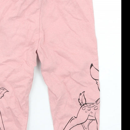 Disney Baby Girls Pink  Cotton Jogger Trousers Size 18 Months  Drawstring - Bambi