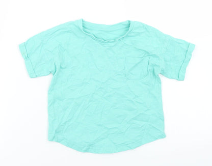 Matalan Girls Blue  Cotton Basic T-Shirt Size 18-24 Months Crew Neck  - Chest Pocket