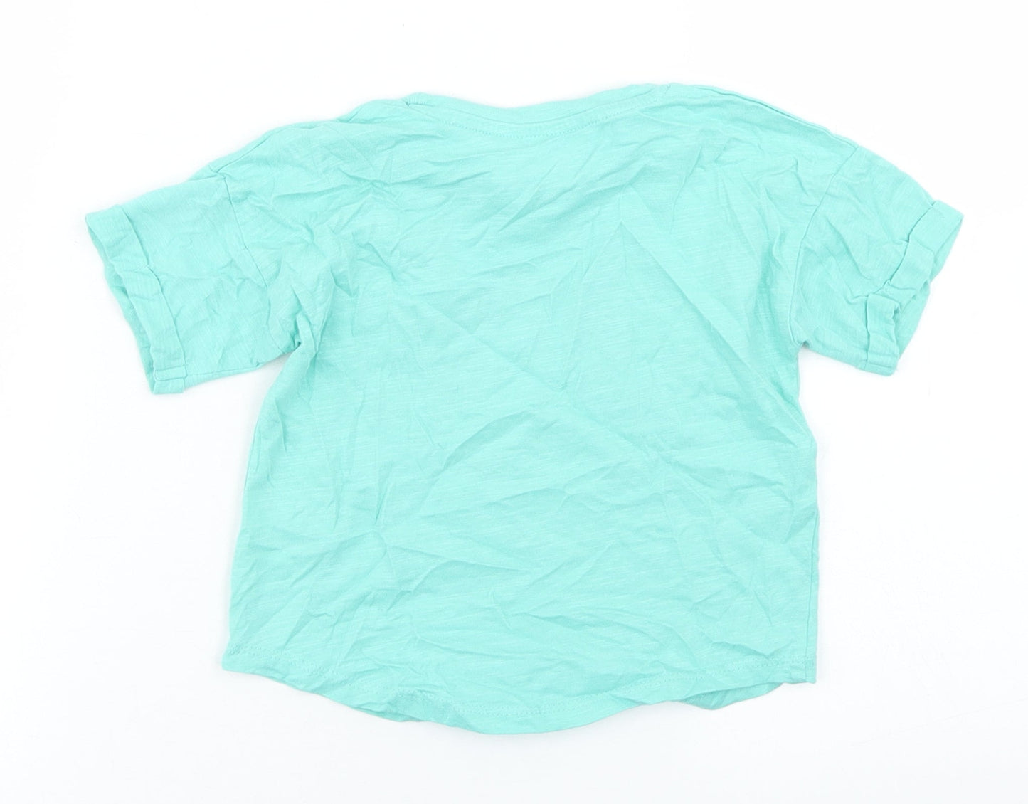 Matalan Girls Blue  Cotton Basic T-Shirt Size 18-24 Months Crew Neck  - Chest Pocket