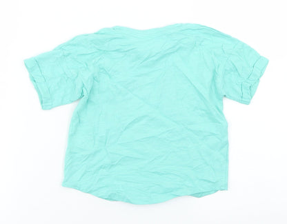 Matalan Girls Blue  Cotton Basic T-Shirt Size 18-24 Months Crew Neck  - Chest Pocket